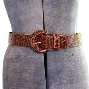 Vintage Omega Leather Belt Faux Croc